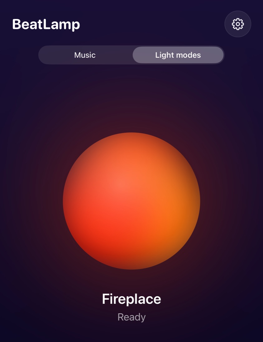BeatLamp showing the light mode Fireplace